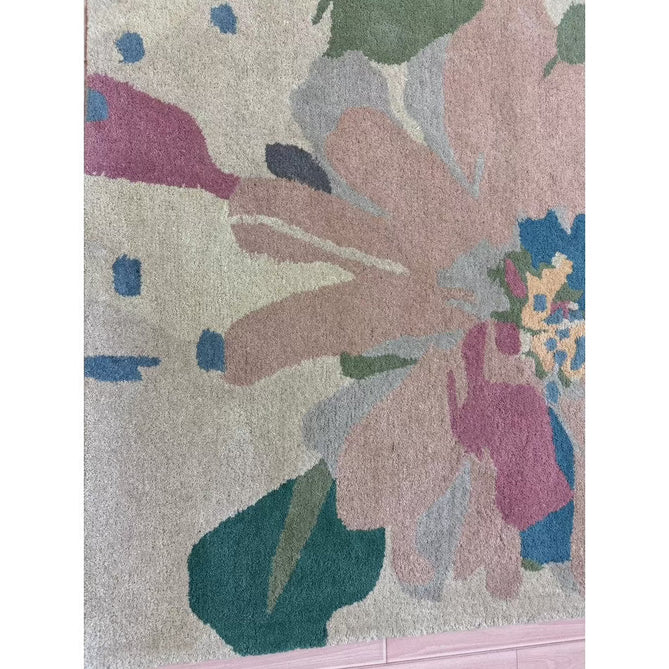 Reef RF10 Floral Modern Floral Abstract Hand-Woven Wool Beige/Muted Multicolour/Pink Peach/Cream/Yellow/Green Rug-Asiatic Carpets-Rug Love - The Most Loved Rug Store