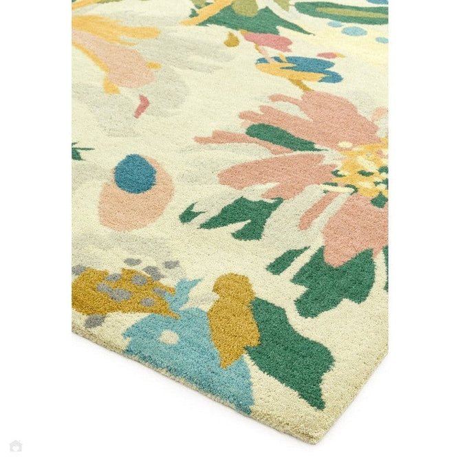 Reef RF10 Floral Modern Floral Abstract Hand-Woven Wool Beige/Muted Multicolour/Pink Peach/Cream/Yellow/Green Rug-Asiatic Carpets-Rug Love - The Most Loved Rug Store