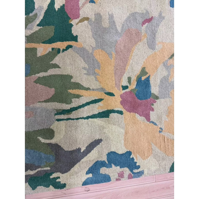Reef RF10 Floral Modern Floral Abstract Hand-Woven Wool Beige/Muted Multicolour/Pink Peach/Cream/Yellow/Green Rug-Asiatic Carpets-Rug Love - The Most Loved Rug Store