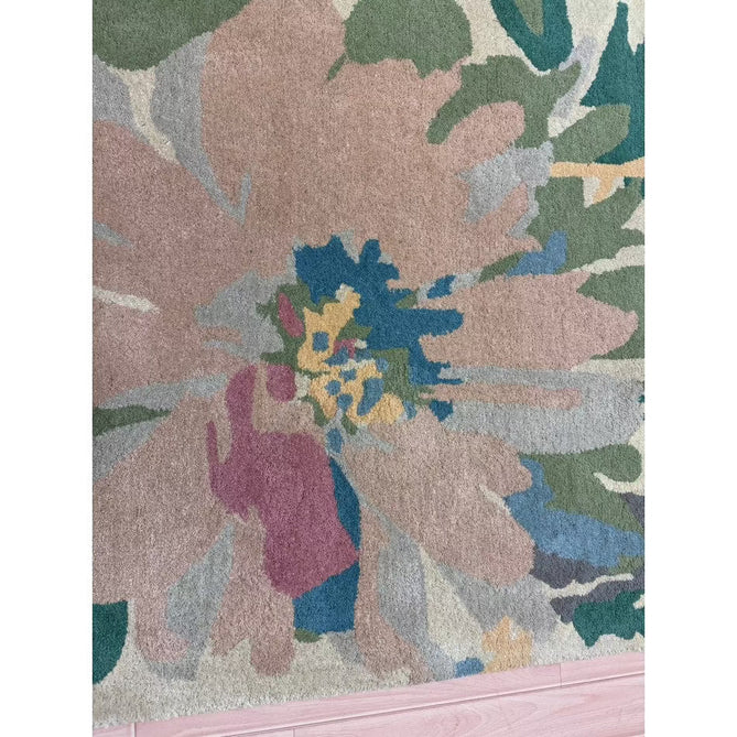Reef RF10 Floral Modern Floral Abstract Hand-Woven Wool Beige/Muted Multicolour/Pink Peach/Cream/Yellow/Green Rug-Asiatic Carpets-Rug Love - The Most Loved Rug Store