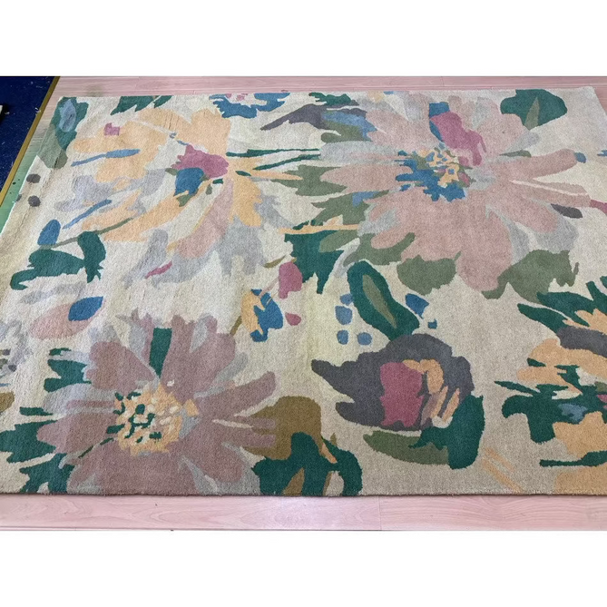 Reef RF10 Floral Modern Floral Abstract Hand-Woven Wool Beige/Muted Multicolour/Pink Peach/Cream/Yellow/Green Rug-Asiatic Carpets-Rug Love - The Most Loved Rug Store