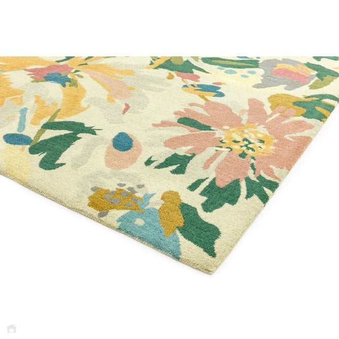 Reef RF10 Floral Modern Floral Abstract Hand-Woven Wool Beige/Muted Multicolour/Pink Peach/Cream/Yellow/Green Rug-Asiatic Carpets-Rug Love - The Most Loved Rug Store