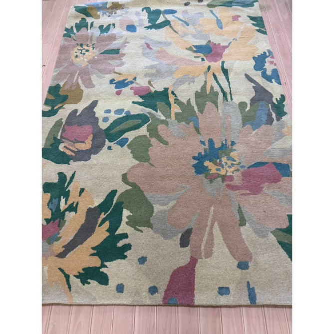 Reef RF10 Floral Modern Floral Abstract Hand-Woven Wool Beige/Muted Multicolour/Pink Peach/Cream/Yellow/Green Rug-Asiatic Carpets-Rug Love - The Most Loved Rug Store