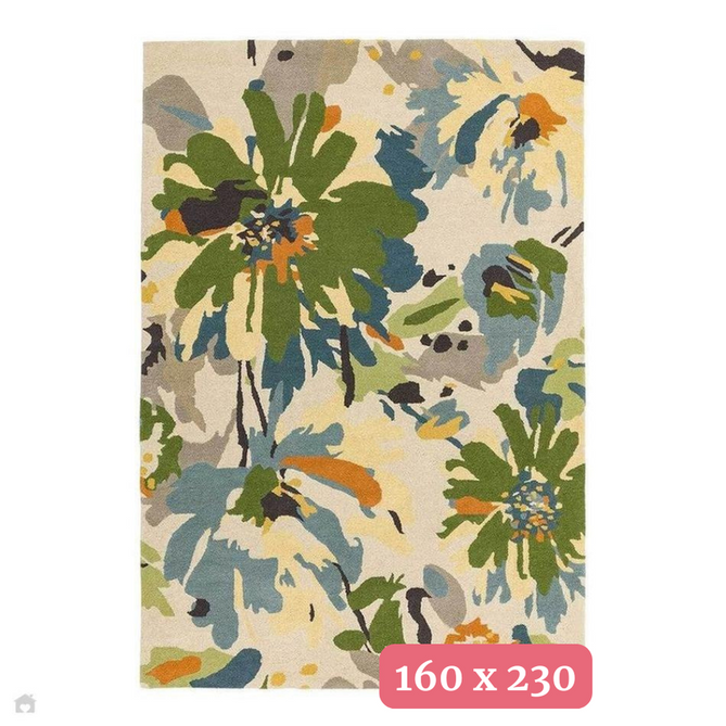 Reef RF11 Floral Modern Floral Abstract Hand-Woven Wool Green/Cream/Yellow/Blue/Multicolour Rug 160 x 230 cm-Shop Returns-Rug Love - The Most Loved Rug Store