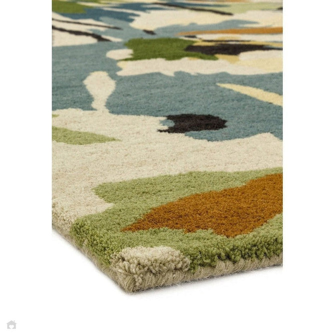 Reef RF11 Floral Modern Floral Abstract Hand-Woven Wool Green/Cream/Yellow/Blue/Multicolour Rug-Asiatic Carpets-Rug Love - The Most Loved Rug Store