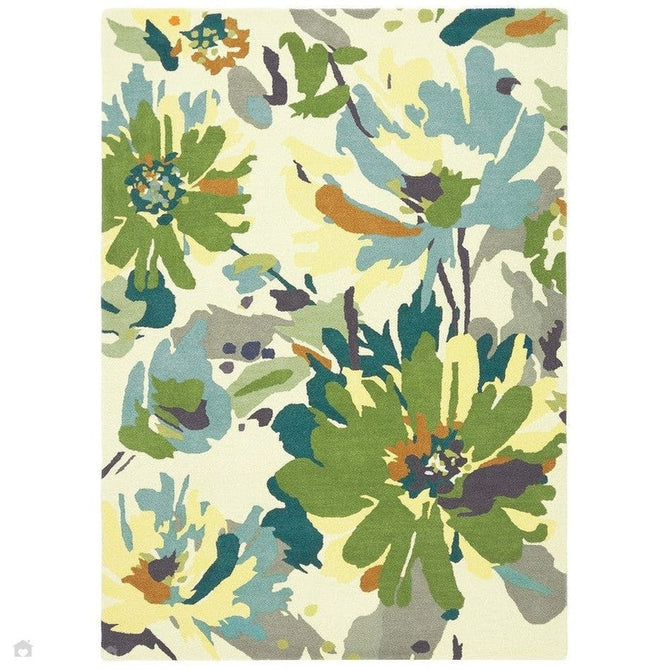 Reef RF11 Floral Modern Floral Abstract Hand-Woven Wool Green/Cream/Yellow/Blue/Multicolour Rug-Asiatic Carpets-Rug Love - The Most Loved Rug Store