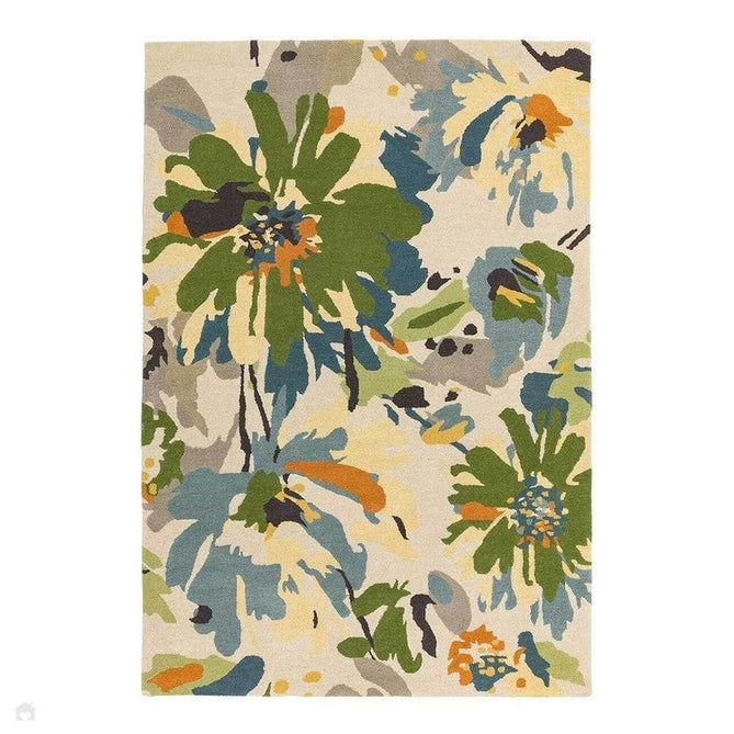 Reef RF11 Floral Modern Floral Abstract Hand-Woven Wool Green/Cream/Yellow/Blue/Multicolour Rug-Asiatic Carpets-Rug Love - The Most Loved Rug Store