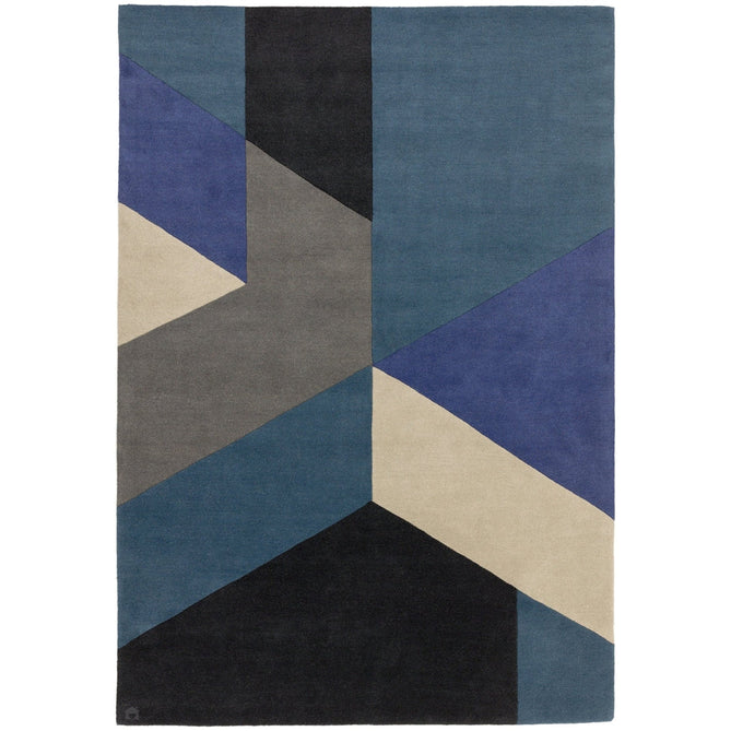 Reef RF13 Big Geo Modern Geometric Hand-Woven Wool Blue/Black/Grey/Cream/Multicolour Rug-Asiatic Carpets-Rug Love - The Most Loved Rug Store