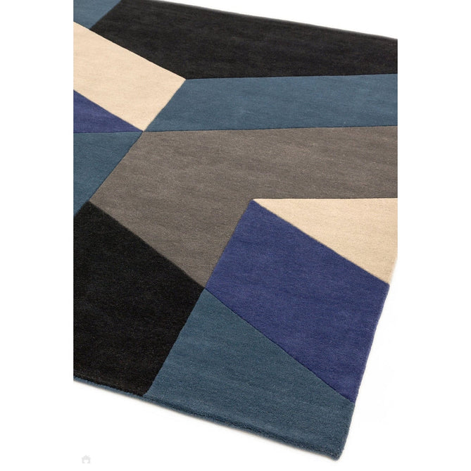 Reef RF13 Big Geo Modern Geometric Hand-Woven Wool Blue/Black/Grey/Cream/Multicolour Rug-Asiatic Carpets-Rug Love - The Most Loved Rug Store