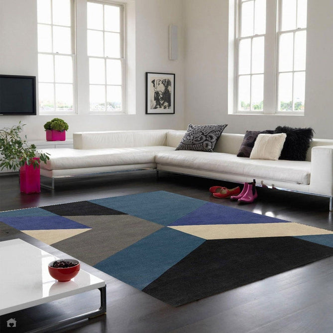 Reef RF13 Big Geo Modern Geometric Hand-Woven Wool Blue/Black/Grey/Cream/Multicolour Rug-Asiatic Carpets-Rug Love - The Most Loved Rug Store