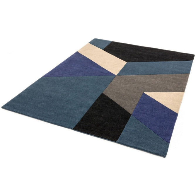 Reef RF13 Big Geo Modern Geometric Hand-Woven Wool Blue/Black/Grey/Cream/Multicolour Rug-Asiatic Carpets-Rug Love - The Most Loved Rug Store