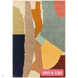 Reef RF14 Abstract Modern Collage Hand-Woven Wool Beige/Grey/Taupe/Muted Multicolour Rug 160 x 230 cm