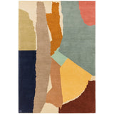 Reef RF14 Abstract Modern Collage Hand-Woven Wool Beige/Grey/Taupe/Muted Multicolour Rug