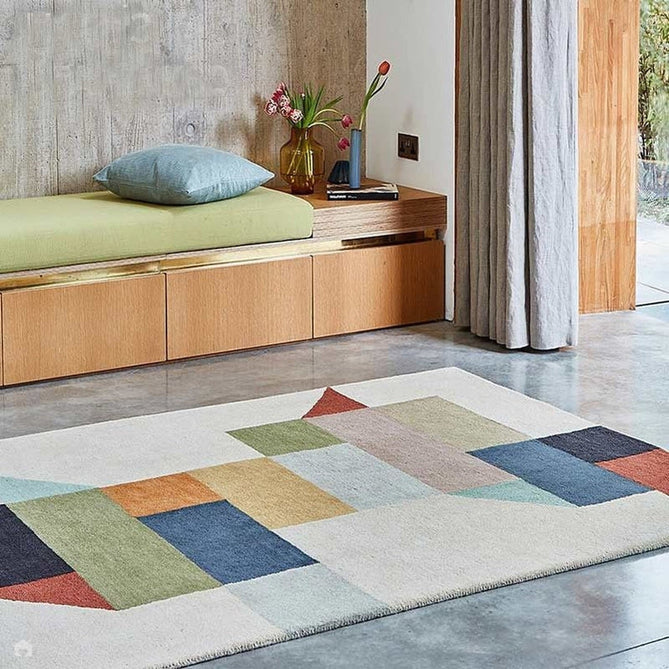 Reef RF15 Modern Geometric Hand-Woven Wool Beige/Muted Multicolour Rug-Asiatic Carpets-Rug Love - The Most Loved Rug Store