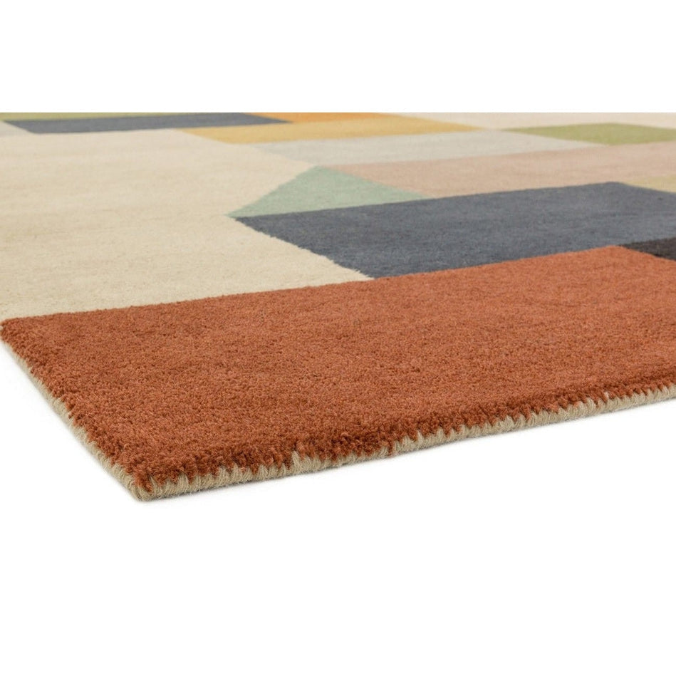 Modern Multicolour Rug On Sale Reef RF15 Modern Geometric Hand-Woven Wool Beige/Muted ...
