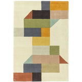 Reef RF15 Modern Geometric Hand-Woven Wool Beige/Muted Multicolour Rug