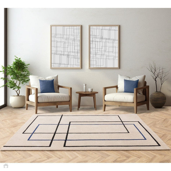 Reef RF19 Outline Modern Geometric Hand-Woven Wool Beige/Navy Blue/Charcoal Rug-Asiatic Carpets-Rug Love - The Most Loved Rug Store
