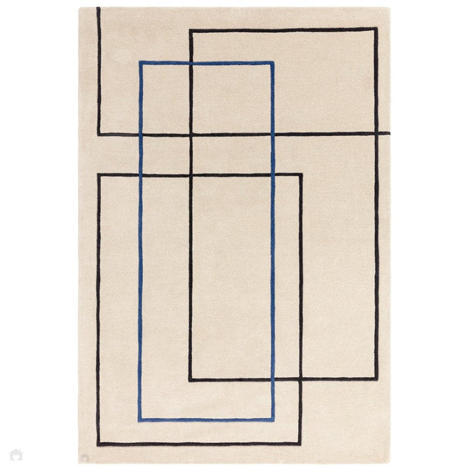 Reef RF19 Outline Modern Geometric Hand-Woven Wool Beige/Navy Blue/Charcoal Rug-Asiatic Carpets-Rug Love - The Most Loved Rug Store