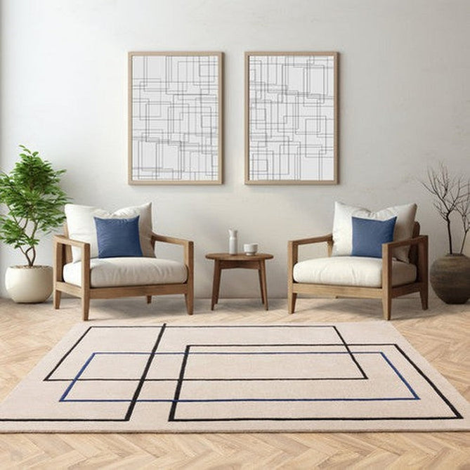 Reef RF19 Outline Modern Geometric Hand-Woven Wool Beige/Navy Blue/Charcoal Rug-Asiatic Carpets-Rug Love - The Most Loved Rug Store
