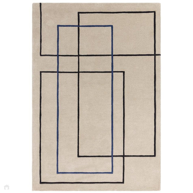 Reef RF19 Outline Modern Geometric Hand-Woven Wool Beige/Navy Blue/Charcoal Rug-Asiatic Carpets-Rug Love - The Most Loved Rug Store