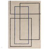 Reef RF19 Outline Modern Geometric Hand-Woven Wool Beige/Navy Blue/Charcoal Rug
