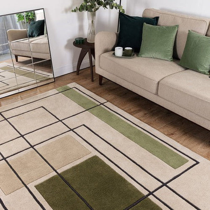 Reef RF21 Outline Modern Geometric Hand-Woven Wool Beige/Khaki/Charcoal Rug-Asiatic Carpets-Rug Love - The Most Loved Rug Store