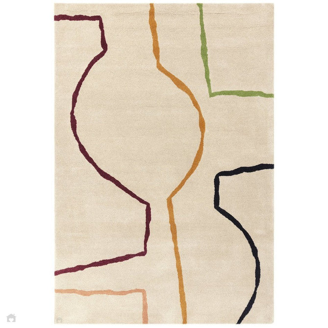 Reef RF22 Linear Modern Geometric Hand-Woven Wool Beige/Multicolour Rug-Asiatic Carpets-Rug Love - The Most Loved Rug Store