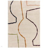 Reef RF22 Linear Modern Geometric Hand-Woven Wool Beige/Multicolour Rug