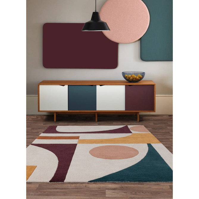 Reef RF23 Connect Modern Geometric Hand-Woven Wool Ivory/Plum/Blush/Ochre/Teal/Multicolour Rug-Asiatic Carpets-Rug Love - The Most Loved Rug Store