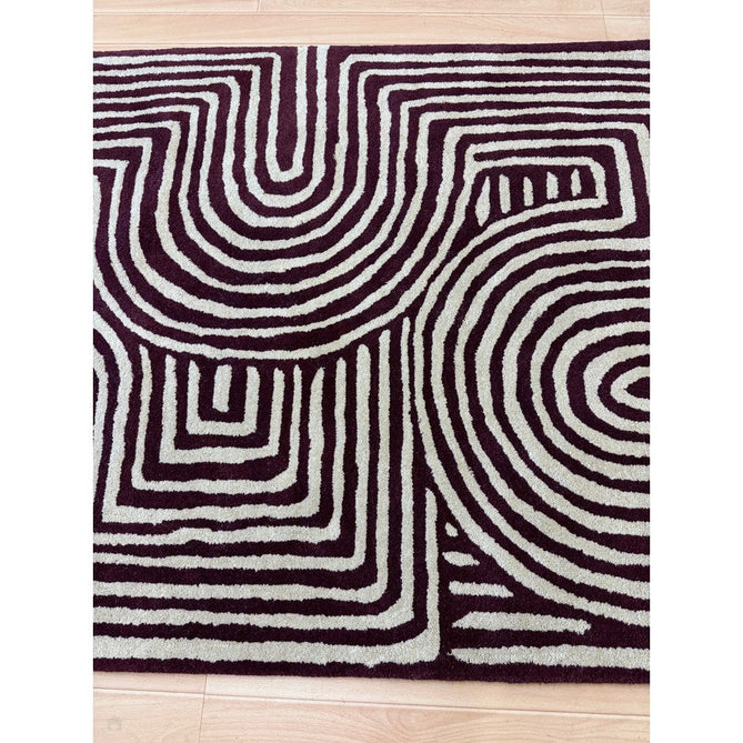 Reef RF29 Curve Modern Geometric Hand-Woven Wool Plum/Cream Rug-Asiatic Carpets-Rug Love - The Most Loved Rug Store