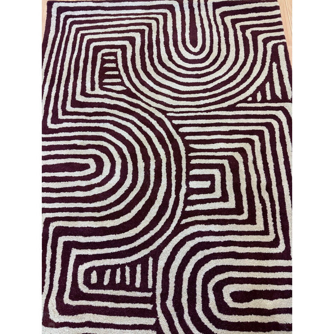 Reef RF29 Curve Modern Geometric Hand-Woven Wool Plum/Cream Rug-Asiatic Carpets-Rug Love - The Most Loved Rug Store