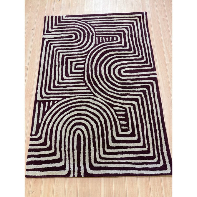 Reef RF29 Curve Modern Geometric Hand-Woven Wool Plum/Cream Rug-Asiatic Carpets-Rug Love - The Most Loved Rug Store