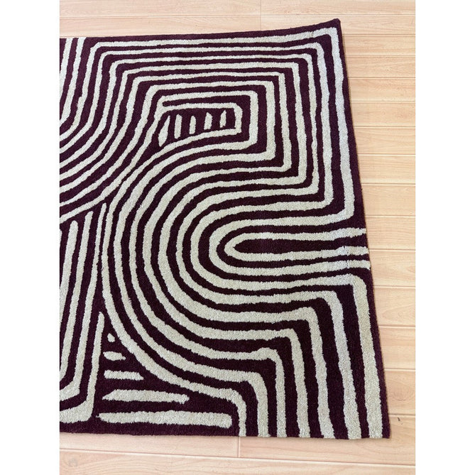 Reef RF29 Curve Modern Geometric Hand-Woven Wool Plum/Cream Rug-Asiatic Carpets-Rug Love - The Most Loved Rug Store