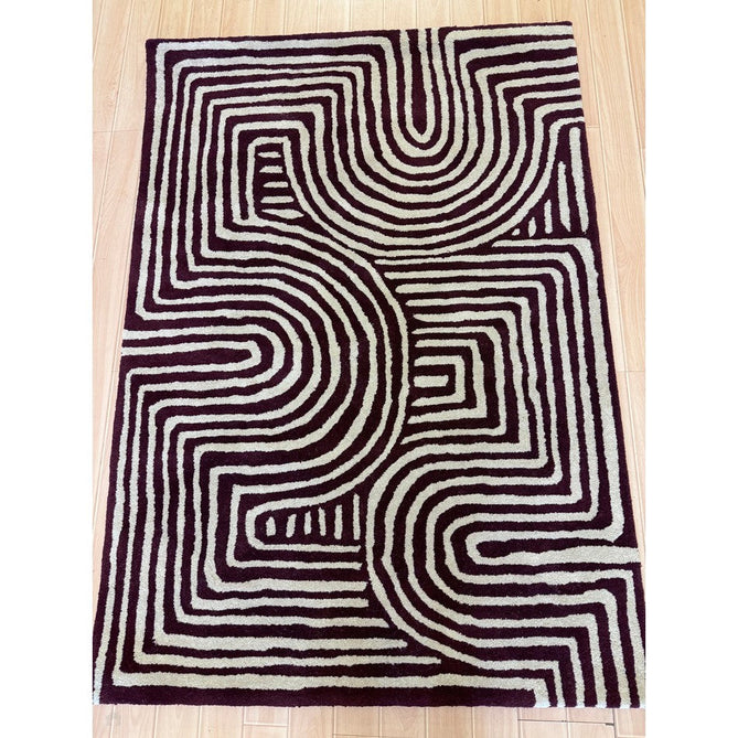 Reef RF29 Curve Modern Geometric Hand-Woven Wool Plum/Cream Rug-Asiatic Carpets-Rug Love - The Most Loved Rug Store