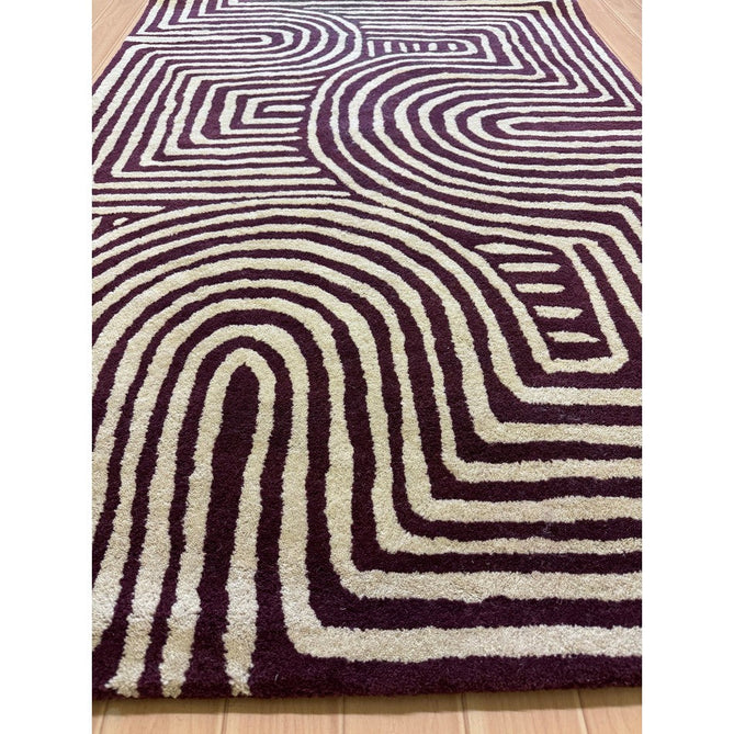 Reef RF29 Curve Modern Geometric Hand-Woven Wool Plum/Cream Rug-Asiatic Carpets-Rug Love - The Most Loved Rug Store