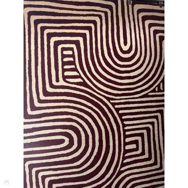 On Sale Reef RF29 Curve Modern Geometric Hand-Woven Wool Plum/Multi Rug ...