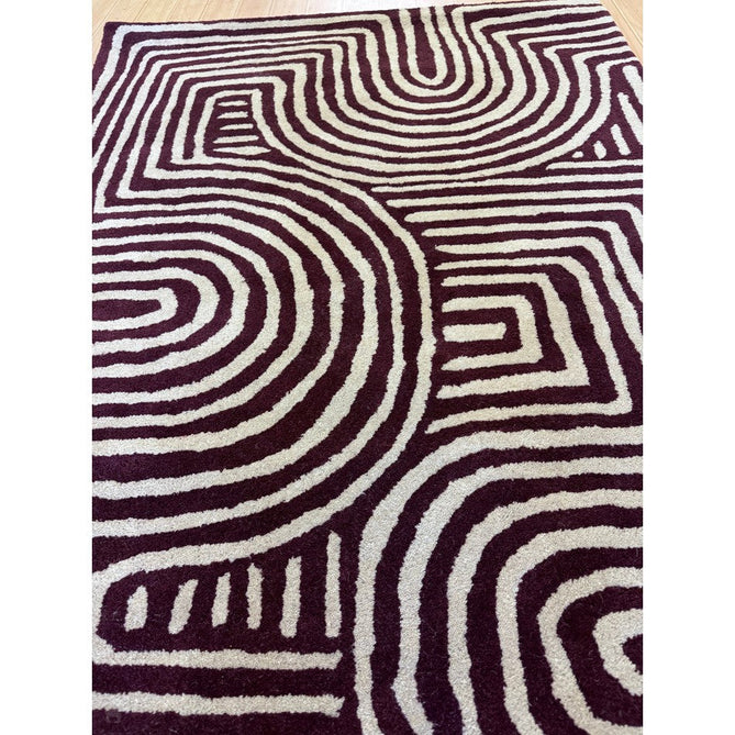 Reef RF29 Curve Modern Geometric Hand-Woven Wool Plum/Cream Rug-Asiatic Carpets-Rug Love - The Most Loved Rug Store