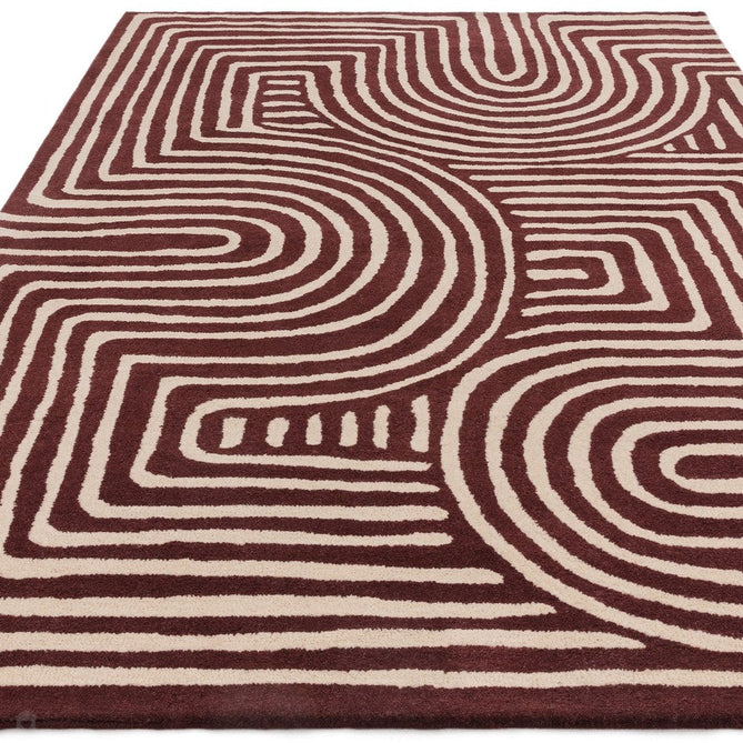 Reef RF29 Curve Modern Geometric Hand-Woven Wool Plum/Cream Rug-Asiatic Carpets-Rug Love - The Most Loved Rug Store