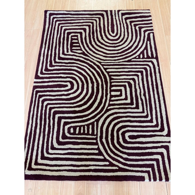 Reef RF29 Curve Modern Geometric Hand-Woven Wool Plum/Cream Rug-Asiatic Carpets-Rug Love - The Most Loved Rug Store