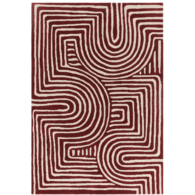 Reef RF29 Curve Modern Geometric Hand-Woven Wool Plum/Cream Rug-Asiatic Carpets-Rug Love - The Most Loved Rug Store