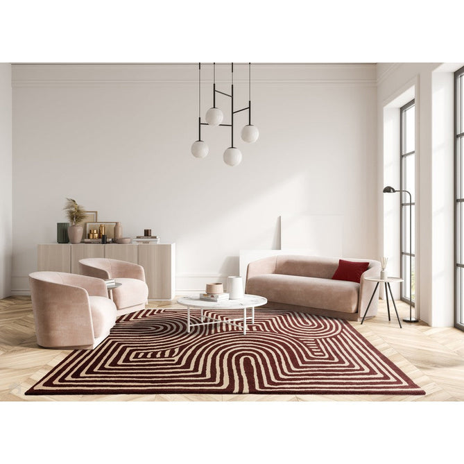 Reef RF29 Curve Modern Geometric Hand-Woven Wool Plum/Cream Rug-Asiatic Carpets-Rug Love - The Most Loved Rug Store