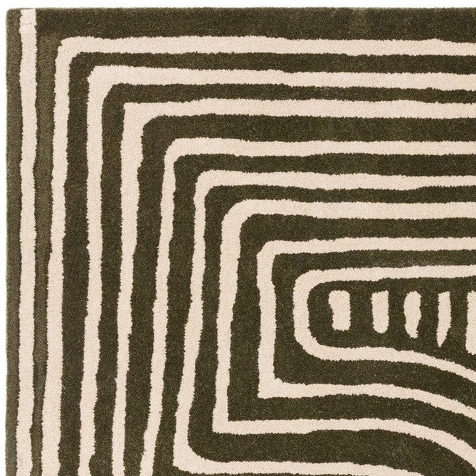 Reef RF30 Curve Modern Geometric Hand-Woven Wool Forest Green/Cream Rug-Asiatic Carpets-Rug Love - The Most Loved Rug Store