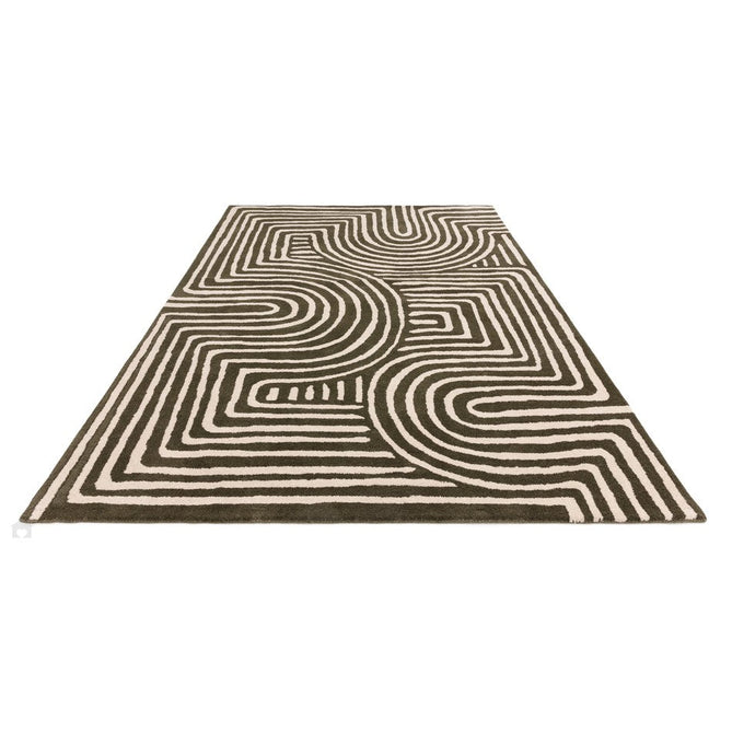 Reef RF30 Curve Modern Geometric Hand-Woven Wool Forest Green/Cream Rug-Asiatic Carpets-Rug Love - The Most Loved Rug Store