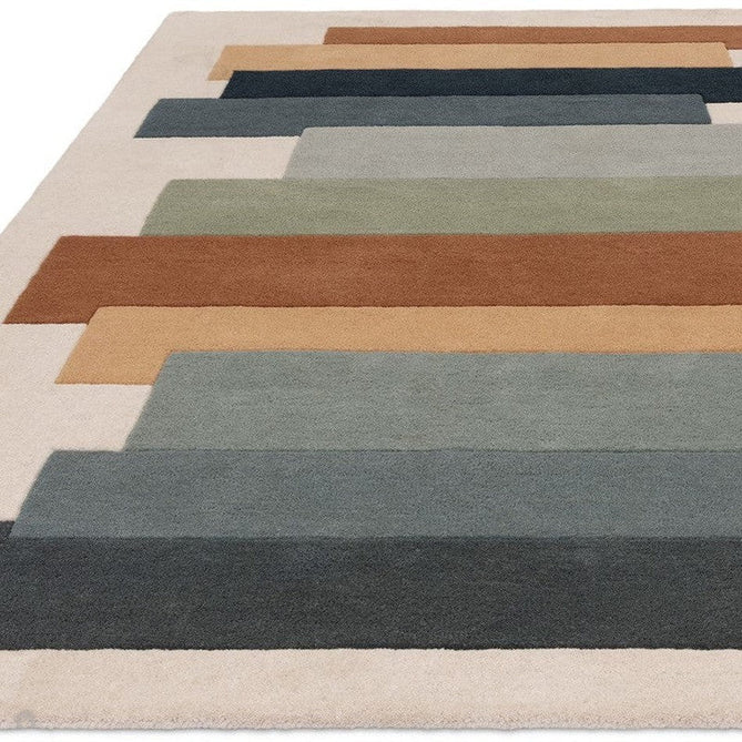 Reef RF32 Stacks Modern Geometric Hand-Woven Wool Green/Multicolour Rug-Asiatic Carpets-Rug Love - The Most Loved Rug Store