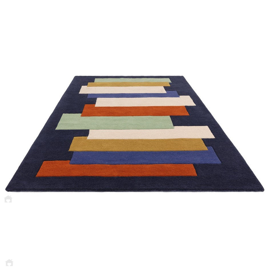 On Sale Reef RF33 Stacks Modern Geometric Hand-Woven Wool Blue ...