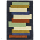 Reef RF33 Stacks Modern Geometric Hand-Woven Wool Blue/Multicolour Rug