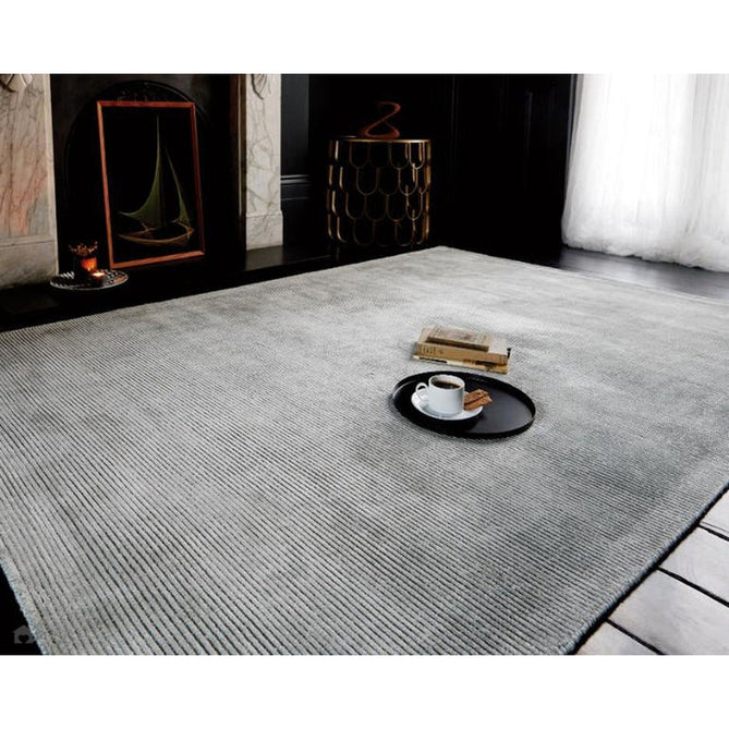Reko Modern Plain Textured Ribbed Lines Viscose/Cotton Shimmer Flatweave French Grey Rug-Asiatic Carpets-Rug Love - The Most Loved Rug Store