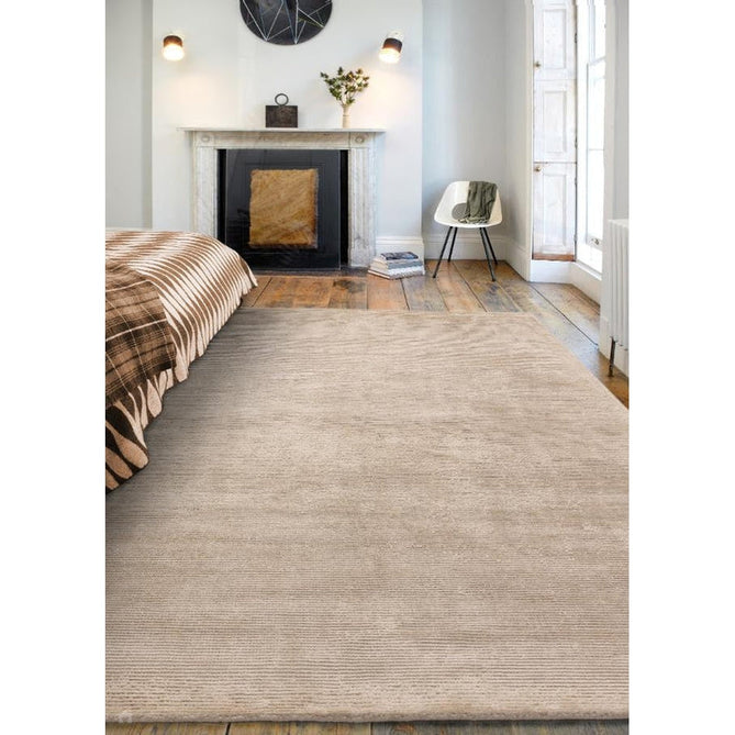 Reko Modern Plain Textured Ribbed Lines Viscose/Cotton Shimmer Flatweave Putty Rug-Asiatic Carpets-Rug Love - The Most Loved Rug Store