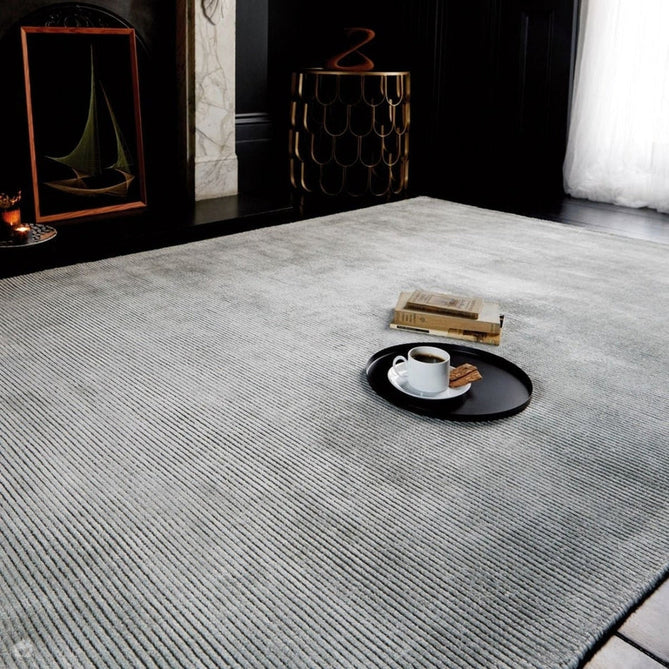 Reko Modern Plain Textured Ribbed Lines Viscose/Cotton Shimmer Flatweave Silver Rug-Asiatic Carpets-Rug Love - The Most Loved Rug Store
