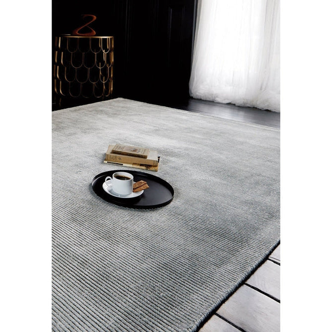 Reko Modern Plain Textured Ribbed Lines Viscose/Cotton Shimmer Flatweave Silver Rug-Asiatic Carpets-Rug Love - The Most Loved Rug Store